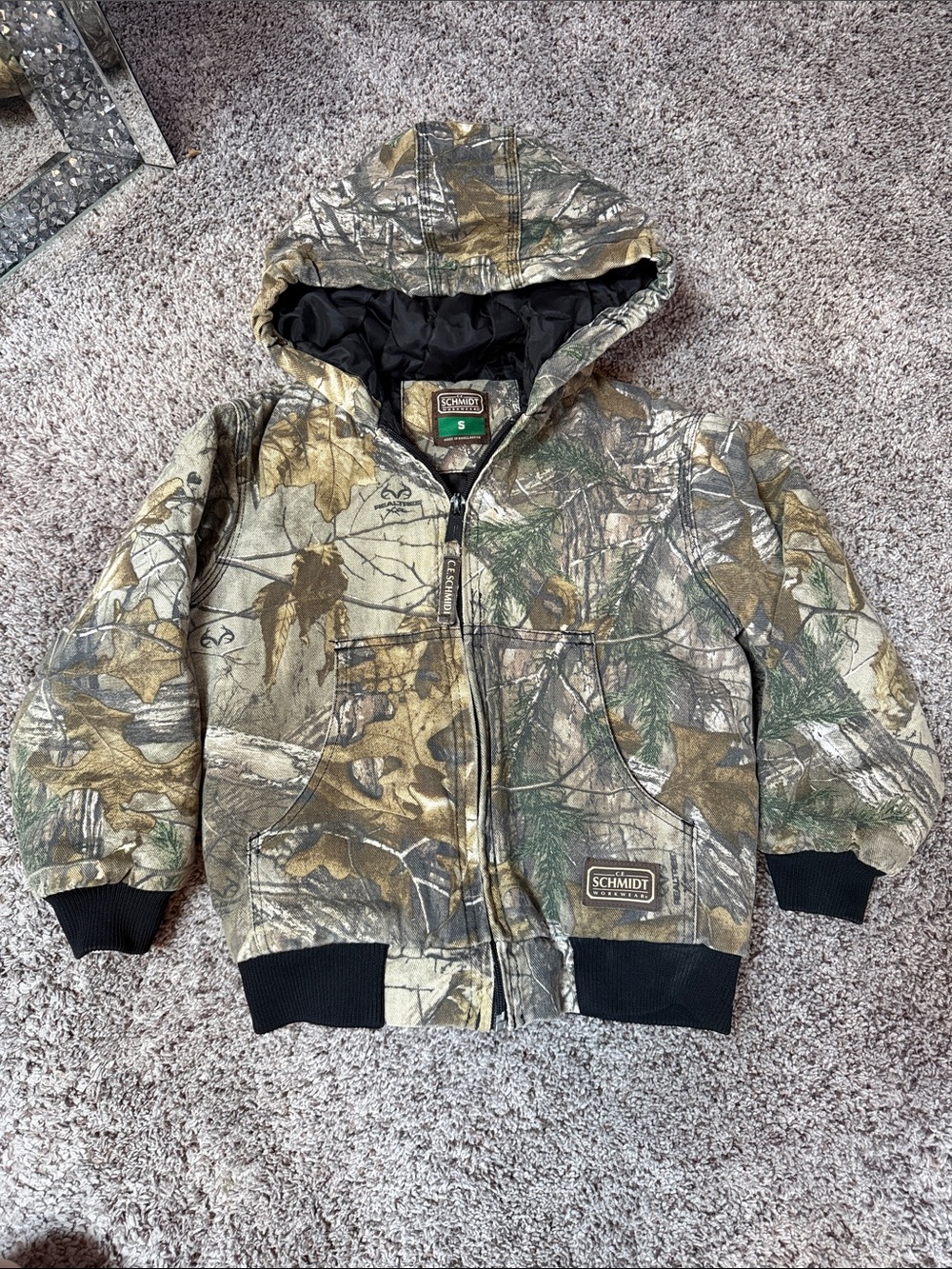 Schmidt Kids' Realtree Camo Hooded Jacket - Green/Brown
